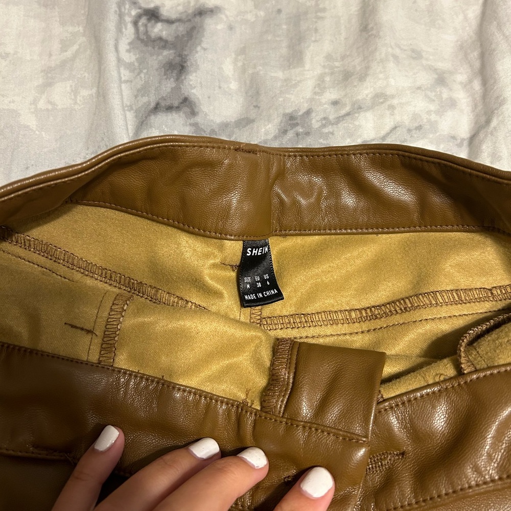 SHEIN brown leather pants. Size M